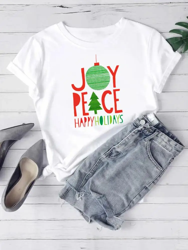 

Футболки, женская одежда, футболка с новогодним принтом, Рождественская Милая надпись, милый тренд 90-х, женская модная футболка с коротким рукавом и графическим принтом