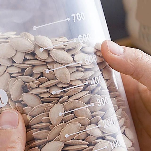 Boîte de rangement scellée transparente, 1 à 4 pièces, réservoir de stockage de céréales alimentaires de cuisine, pots scellés en plastique de grande capacité et résistant à l'humidité 6
