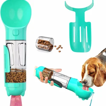 300ml/500ml Dog Water Bottle 4 in 1 Portable Pet Water Bowl Dispenser with Dog Whistle, Pet Travel Water Cup with Food Container 1