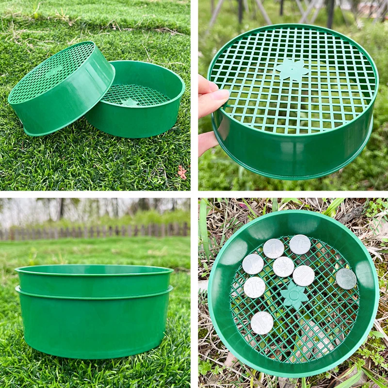 Green Round Garden Sieve Plastic Riddle Stone Sand Seedling Mesh Garden Tool Soil Gardening Screen Seedling Cultivation Network hydroponic planting tools
