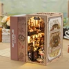 CUTEBEE DIY Book Nook Dollhouse Booknook with Touch Light Dust Cover Bookshelf Insert for Decor Gift Antique Shop of Grandfather 3