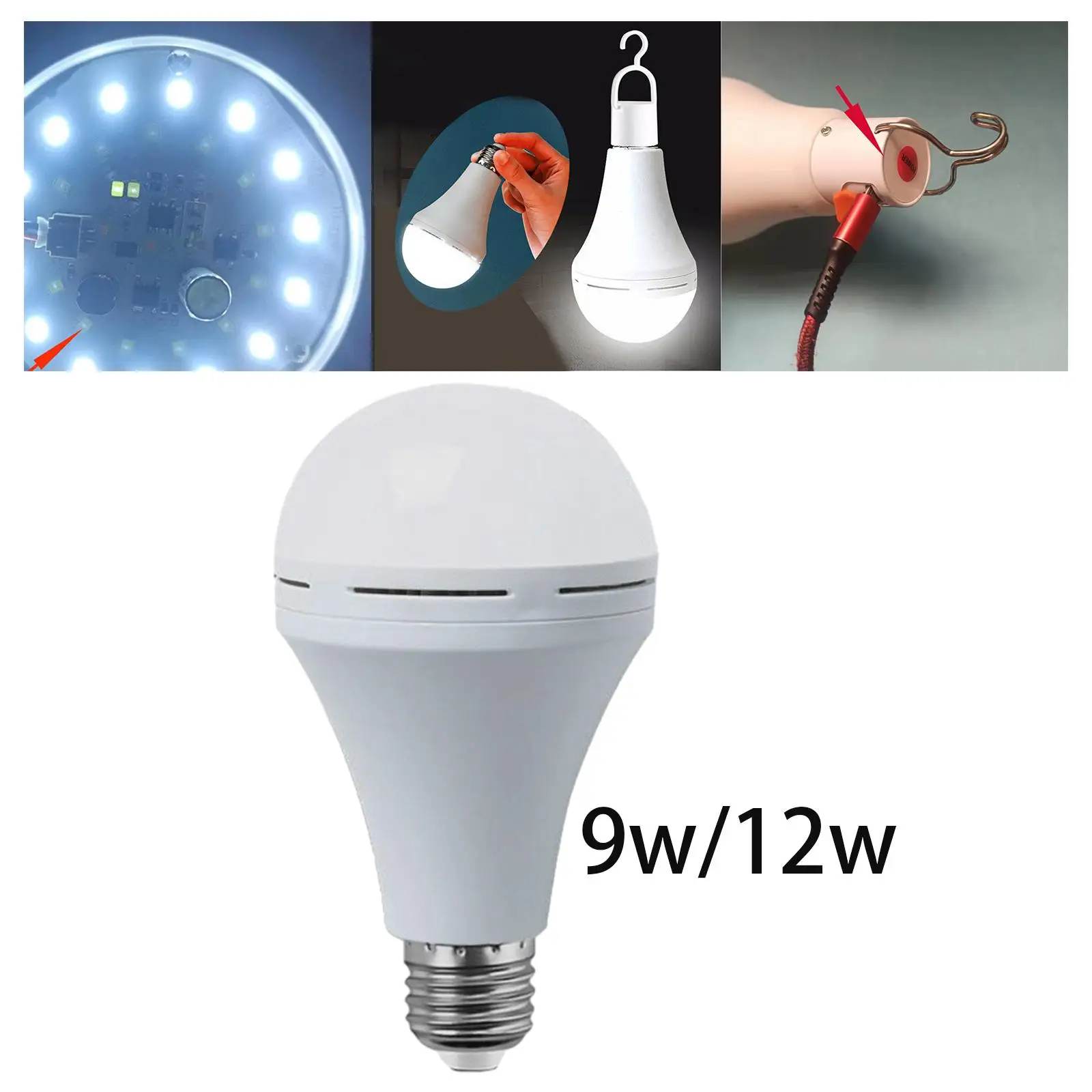 

Rechargeable Light Bulb Hanging Portable LED Tent Light Bulb Emergency LED Bulbs for Warehouse Home Power Failure Tent BBQ Patio