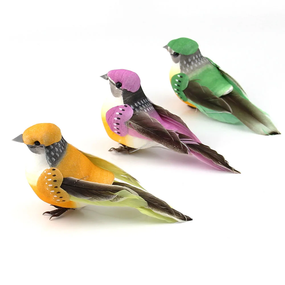 

12pcs/box Artificial Birds Fake Foam Animal Simulation Feather Birds Models DIY Wedding Home Garden Ornament Decoration