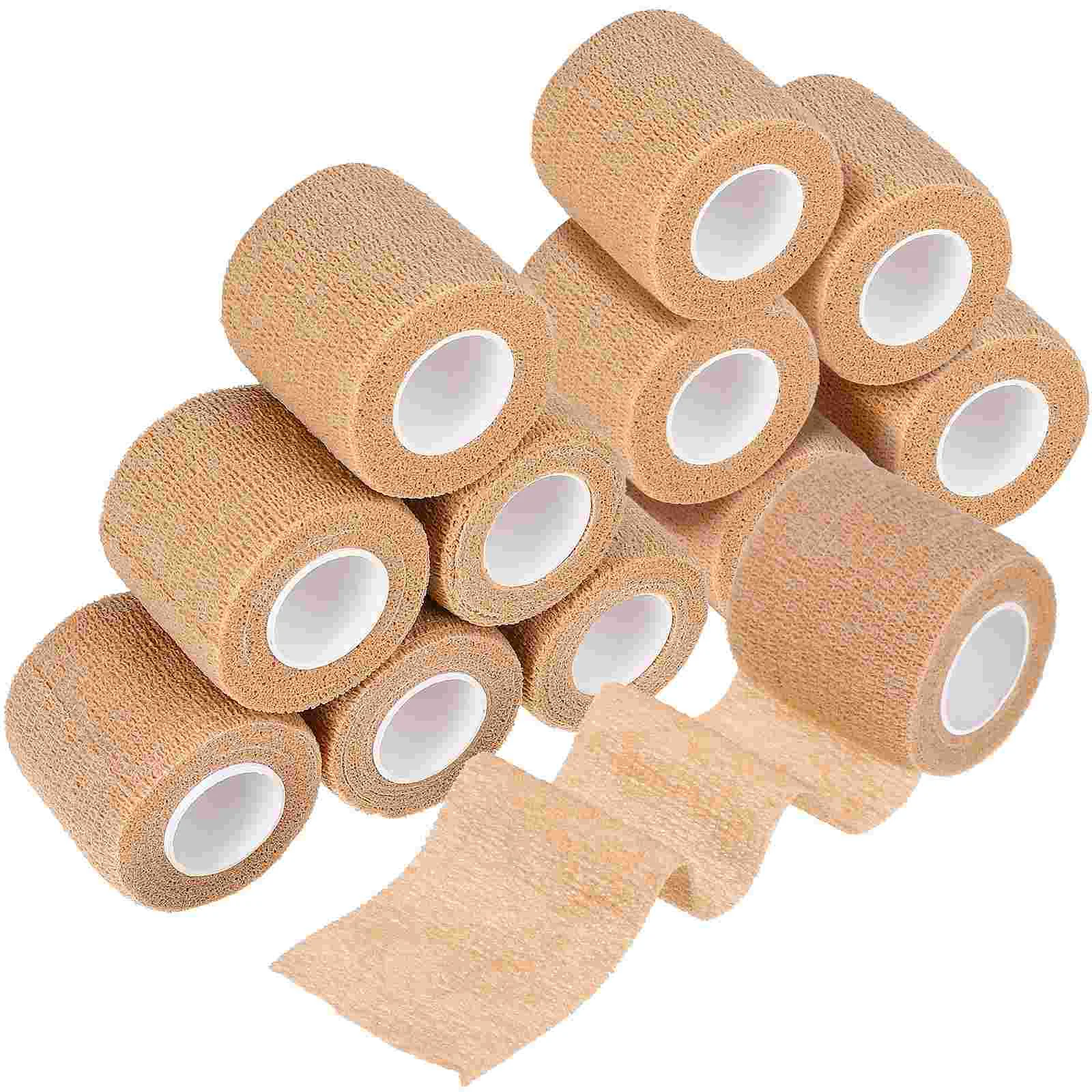 

12 Rolls Adhesive Bandage Athletic Tape Wrist Non-woven Cohesive Bandages Self Wraps Fabric Football Sports