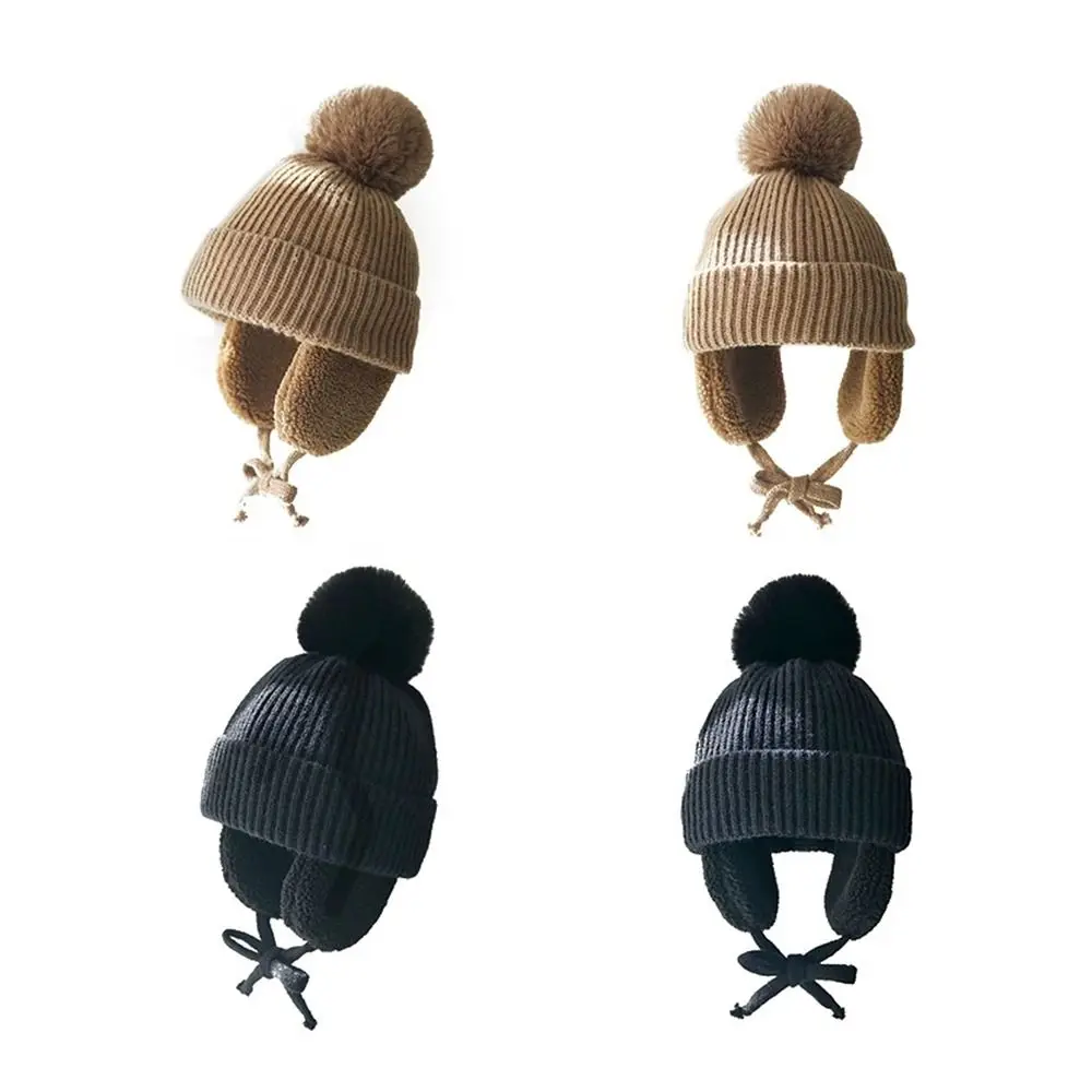Description Picture 4 of itemFashion Children Plush Lining Knitted Hats Warm Cap Cashmere Hat EarFlaps Hat