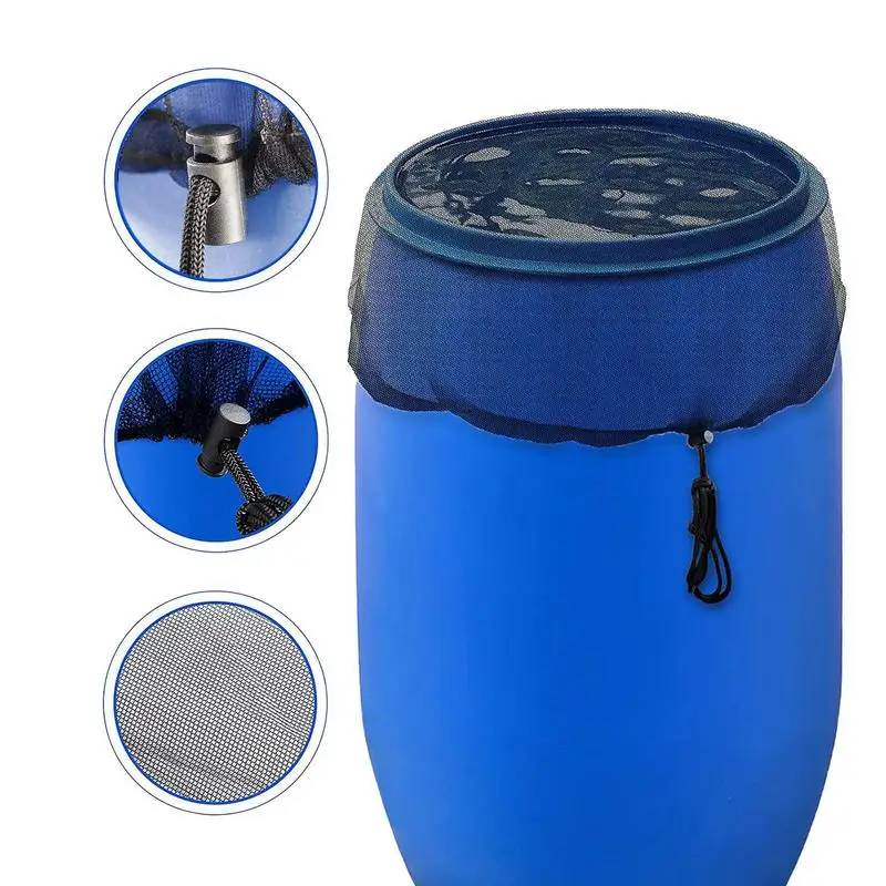 Water Barrel Filter Water Barrel Screen Water Barrel Filter Black Soft Leaf Guard Reusable Rain Tank Mesh Cover With Drawstring For Yard Garden