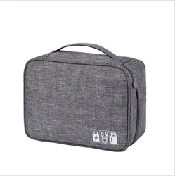 Travel Cable Storage Multi - Function Digital Gadget Organizer - Double Layer Pouch for Electronics and Accessories (E - Gray)
