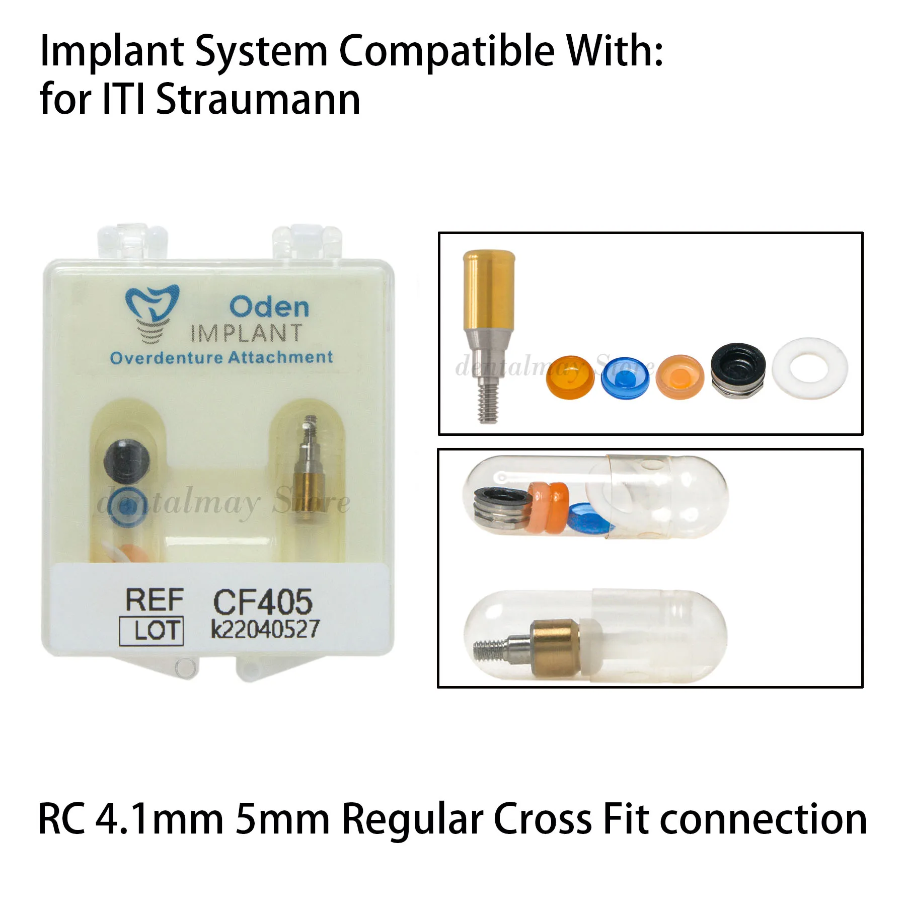 

Dental Implant Attachment RC Ø4.1 Abutment&Overdenture Male Caps Kits fits ITI 5mm