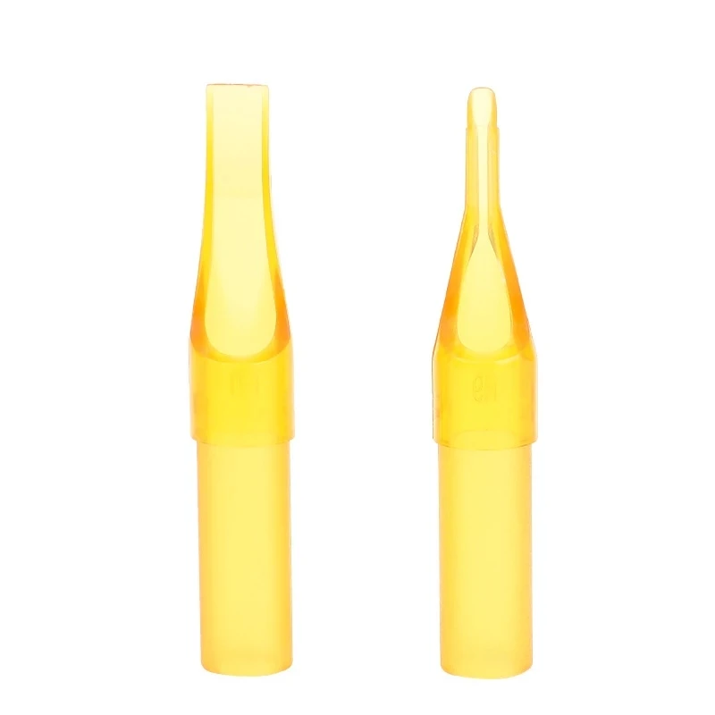 Disposable Tattoo Machine Gun Nozzle Tips Yellow Plastic Steriled Assorted Permanent Makeup Needle Tubes Mouth Supplies 50Pcs tattoo microblading needles