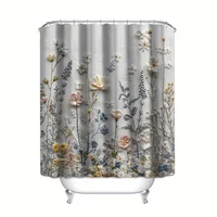 ม่านอาบน้ำลายดอกไม้ ดอกเดซี่สีขาว ดอกไม้สีพาสเทล ดีไซน์ทันสมัย ผ้ากันน้ำ ตกแต่งห้องน้ำอย่างหรูหรา 4