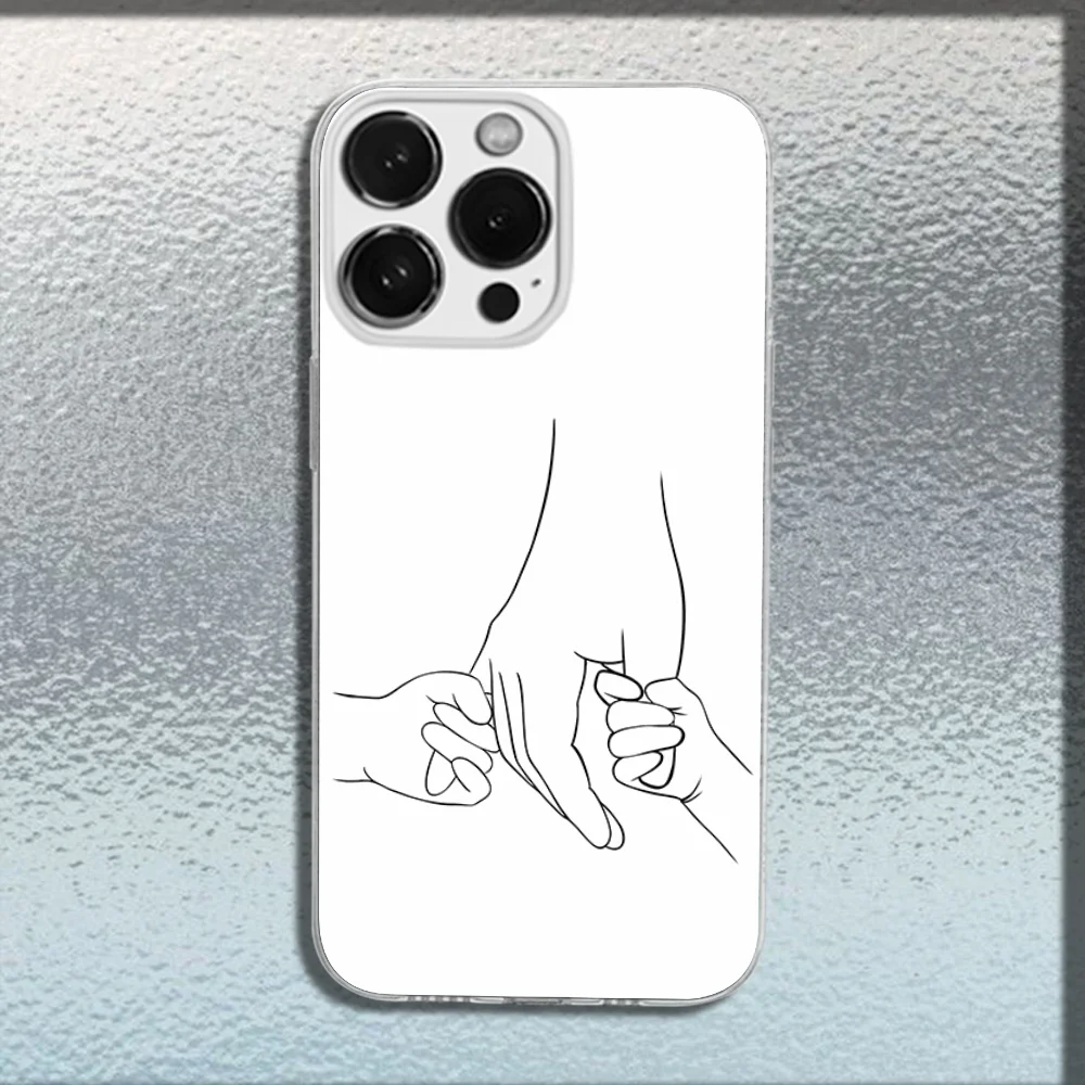 Mom Daughter Son Dad Hold Hands Phone Case Transparent Soft Cover For iPhone 16 15 14 13 12 11 Plus Pro Max XR XS X Plus SE Mini phone case iphone case phone protector cover