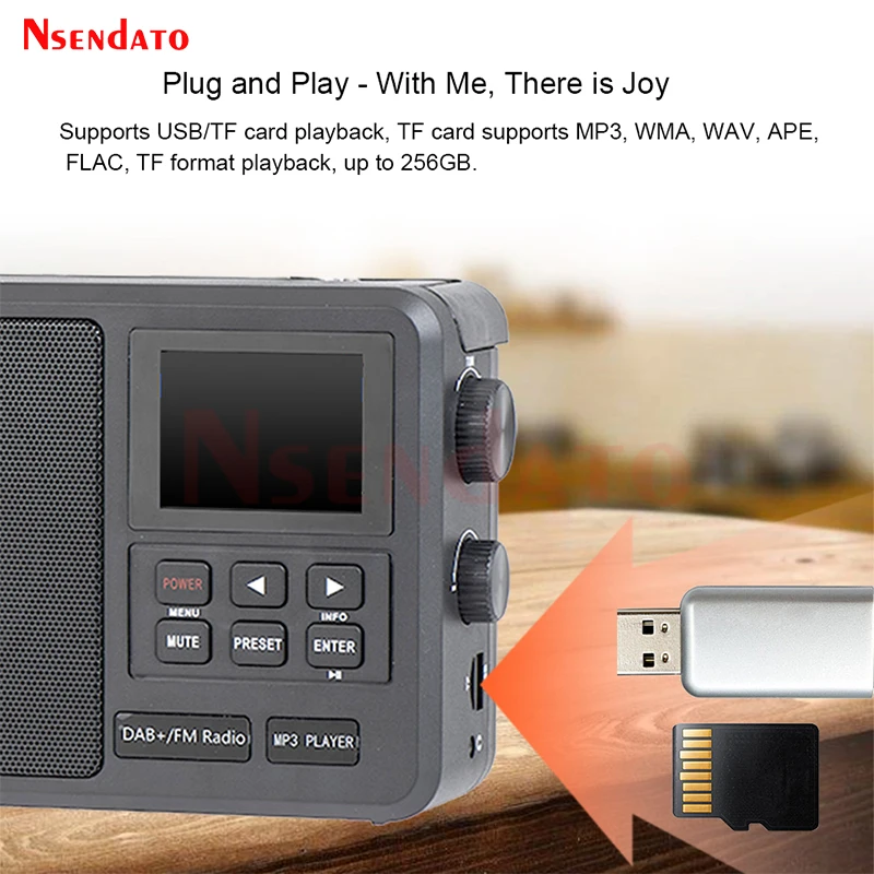 DAB FM Radio Portable with Alarm clock LCD Display Bluetooth-Compatible5.0 Digital Radio DAB FM Audio Player Receiver For USB TF