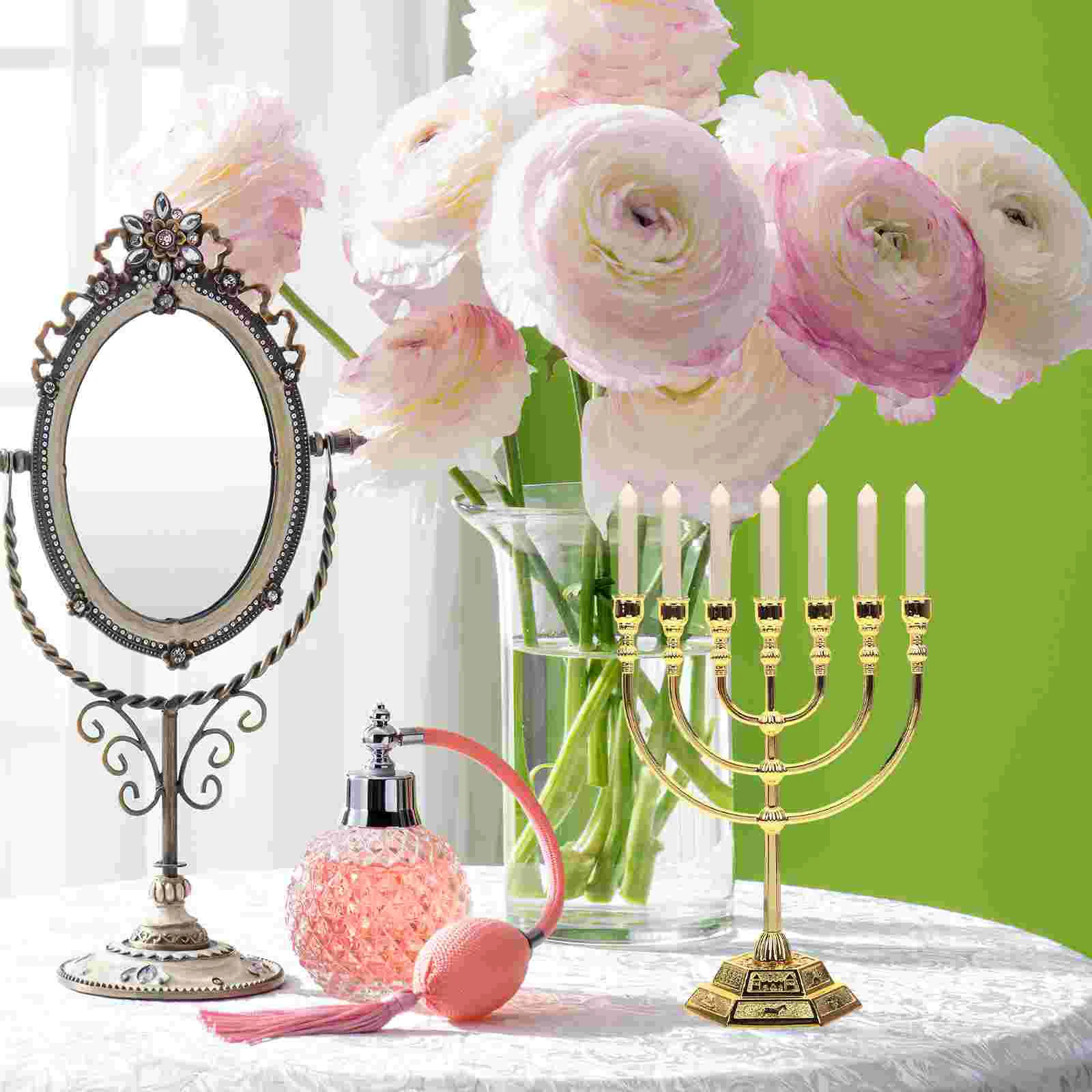 Candlestick Holder Holder Candlestick Menorah Stand Holders Jewish Decor Bed Above Wall Bedroom Candelabra Chanukah Branches Taper Vintage Retro