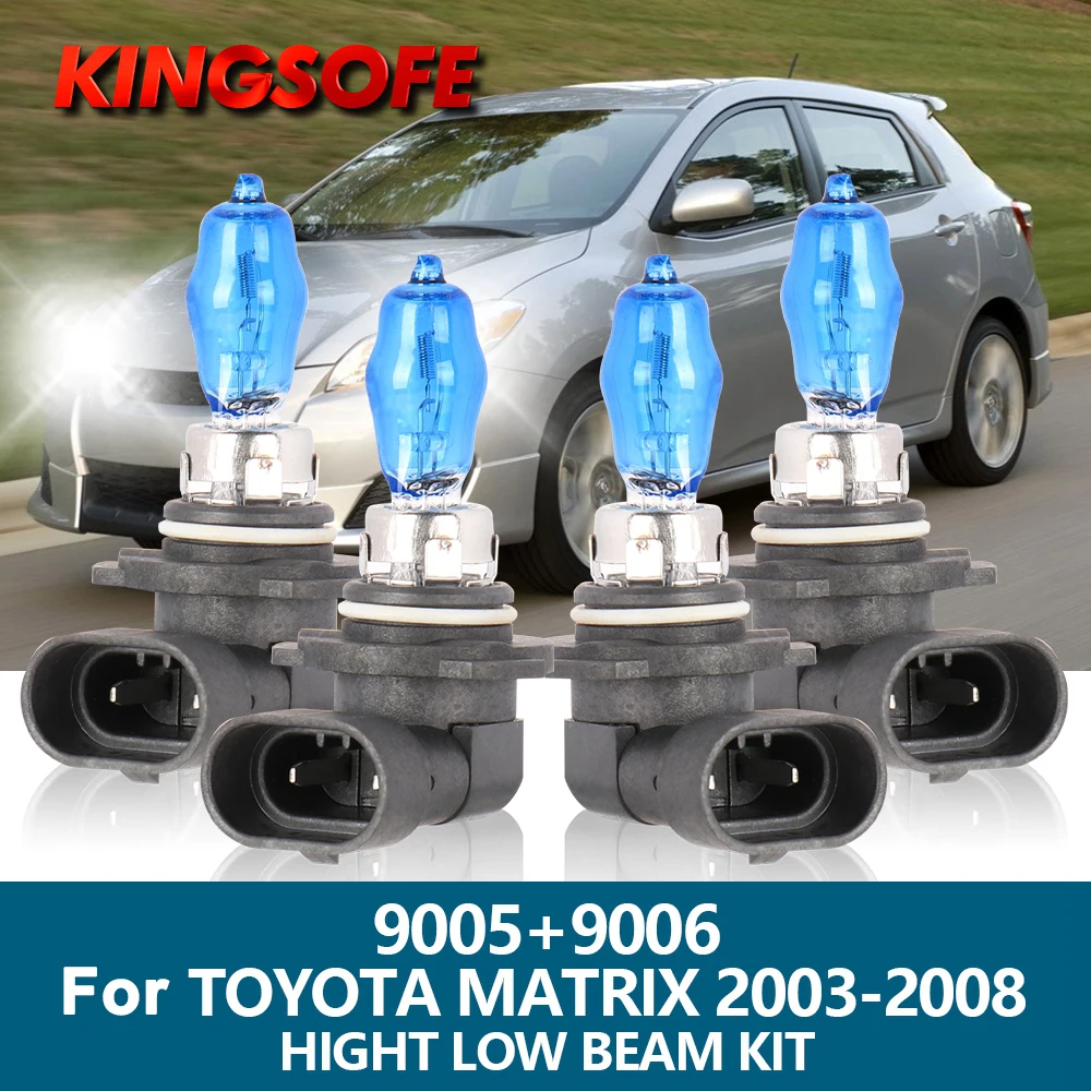 

4Pcs HOD Car Xenon Halogen Lamp 9005 HB3 9006 HB4 6000K High Low Beam Bulbs Kit For Toyota Matrix 2003 2004 2005 2006 2007 2008