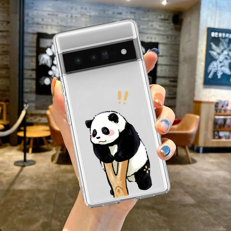 3x Cover Morbida TPU Con Disegno Per Google Pixel 6a | Fantasia Panda, Gatto E Farfalla | Custodia Sottile Antiurto