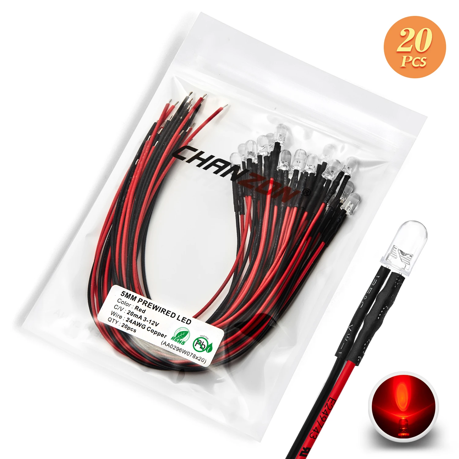 ตัวเลือกสินค้า ชุด LED หลากสี 5mm สำหรับติดตั้งไฟ