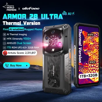 Ulefone Armor 28 Ultra 5G AI Thermal Imaging Rugged Phone Dimensity 9300+ 1TB ROM 32GB RAM Smartphone Android AMOLED 6.67"Mobile