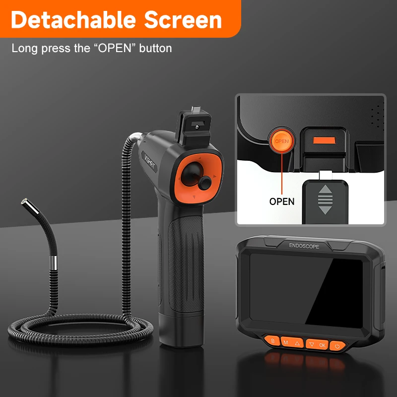 4-Way Articulating Endoscope 5’’Screen HD1080P 6.2MM All Way Joystick 360° Rotation Camera Car Inspection Borescope 32GB TF Card 4