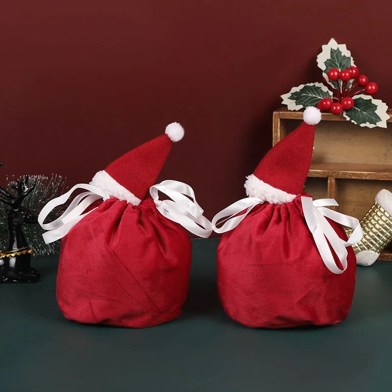 

Christmas Gift Bags Red Santa Claus Drawstring Candy Bags Reusable Gift Packing Bags Storage Bags Christmas Decoration