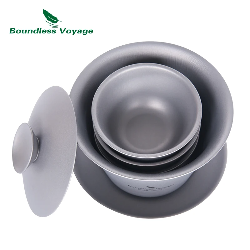 Boundless Voyage Titanium Gaiwan Kung Fu Tea Cup and Saucer with Lid Chinese Traditional Double Walled Teacup Tea Tureen