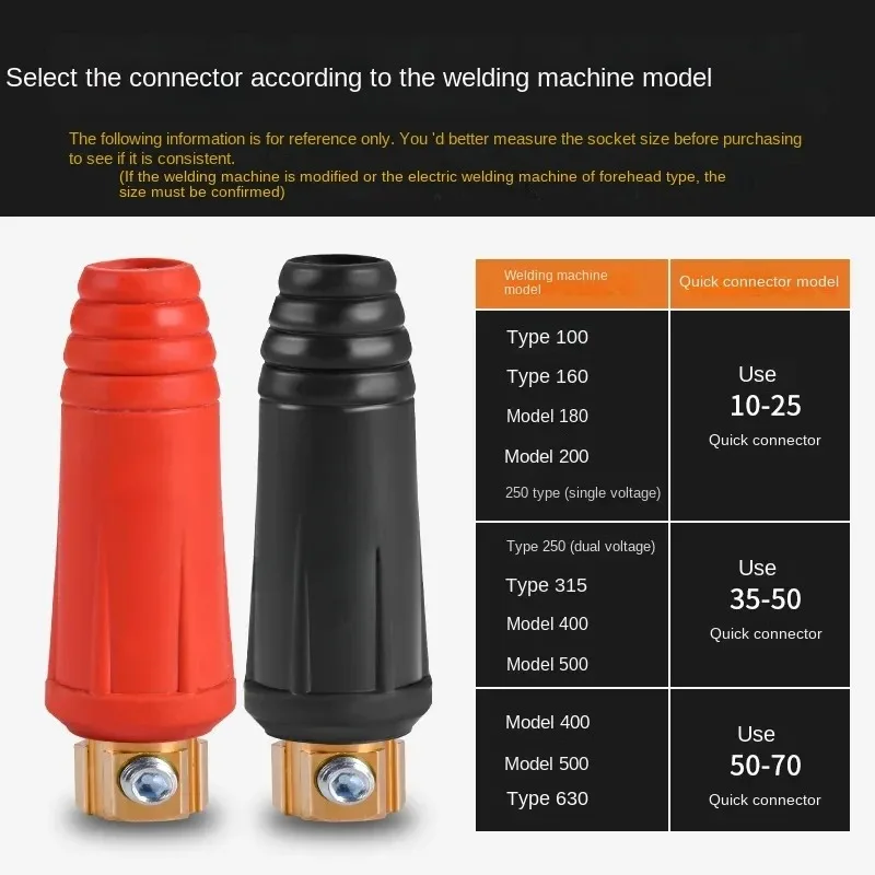 TIG Welding Cable Panel Male Connector Plug 200Amp Euro Style Connection Quick Fitting 2pcs DKJ10-25 Welding Machine welding cable connector