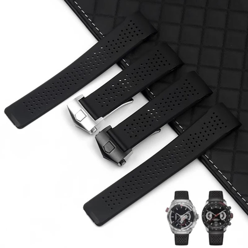 Cinturino Per Orologio In Silicone Morbido Da 22Mm 24Mm Per Tag Heuer Grand Carrera Aquaracer Cinturino Per Orologio Da Uomo Cinturino Per Orologio In