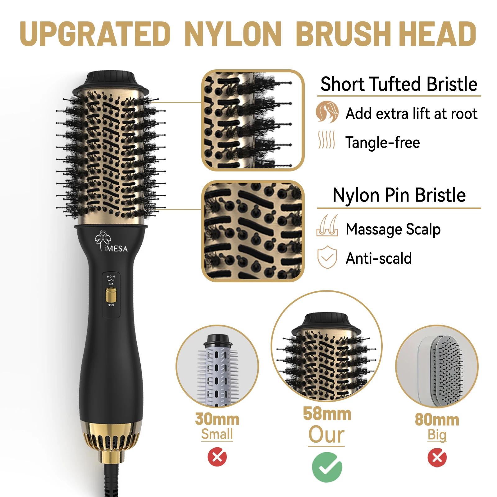 iMESA 4 في 1 فرشاة الهواء الساخن ومكثف زائد 2.0 مص...