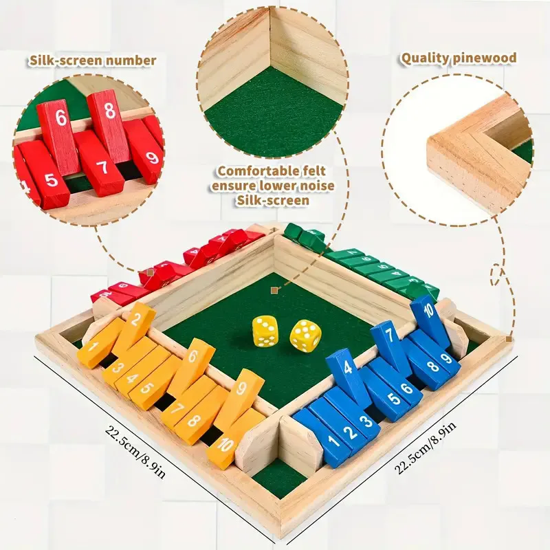 Four-Sided Flip Card Games Intellectual Educational Game Box Dice Toys Parent-Child Games Shut Wooden Number Game Board Games 2