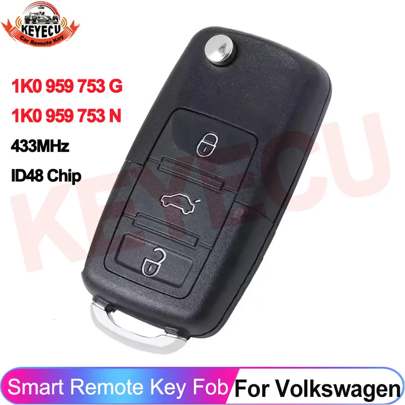 Acquista Chiave telecomando per auto Vana 434 MHz 3 pulsanti 1K0959753G per VW Golf Touran in Italia a partire da 12