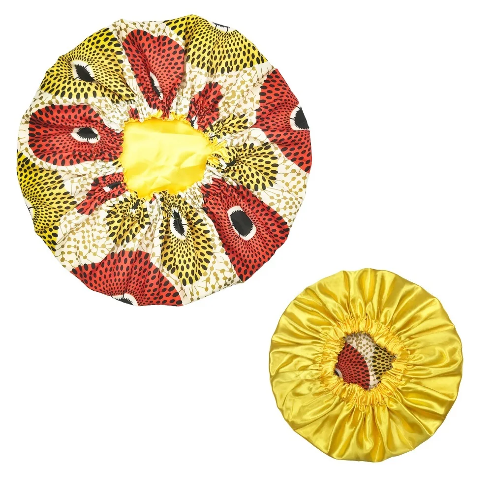New Extra Large Satin Lined Bonnet Women Big Size Beauty Print Satin Silk Bonnet Sleep Night Cap Head Cover Bonnet Hat Wholesale
