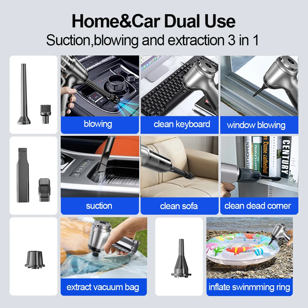 Car Vacuum Cleaner 95000PA High Power Wireless Handheld Vacuum Cleaner Cordless Powerful Hand Vacuum Cleaner Blower for Car Home 6