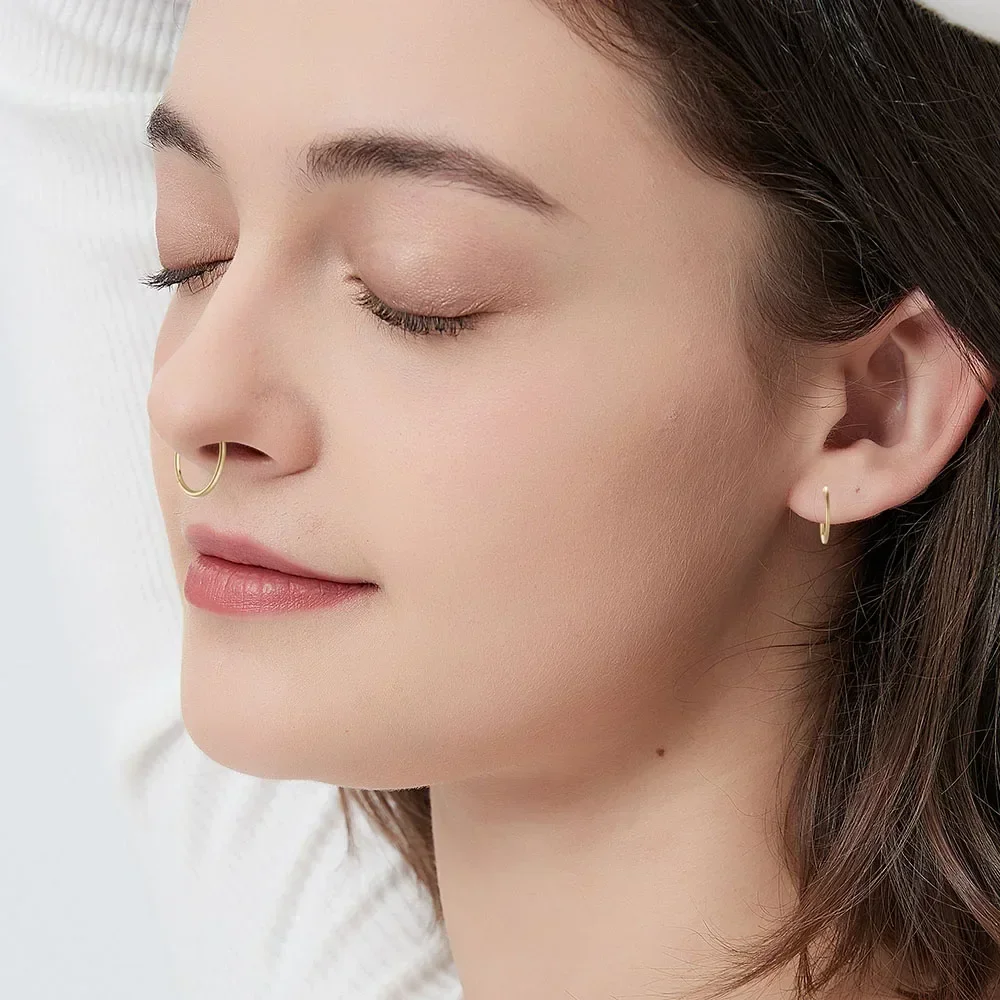 2/8PCS 18G 316L Stainless Steel Nose Ring Hoop Earrings for Women Men Septum Helix Tragus Ear Piercing Jewelry Tiny 6-12mm 4