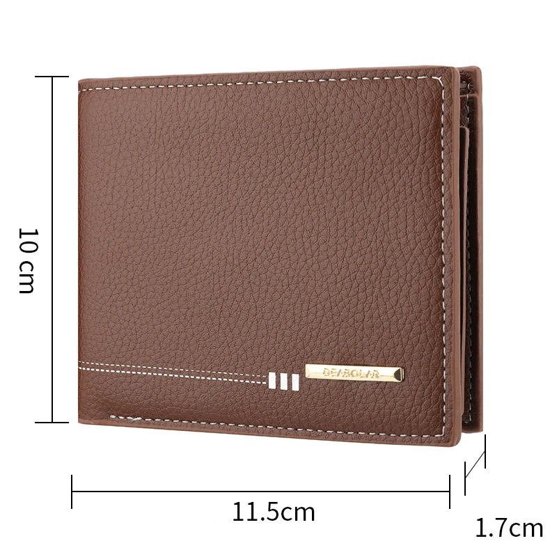 New Men's Wallet Credit Card Holder Zipper Coin Purse High-Quality Lychee Pattern Business Short Wallet for Men Business Wallet 6