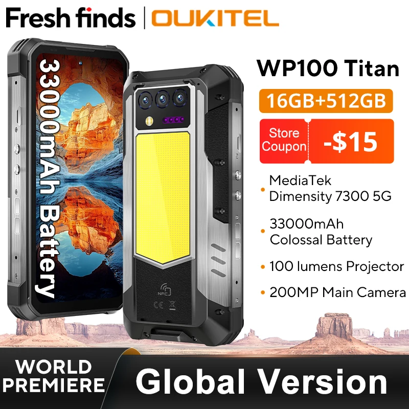 世界初】Oukitel WP100 Titan 頑丈な携帯電話 33000mAh 66W 充電器
