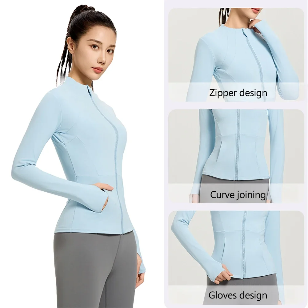Quick-Dry Breathable Outdoor Zip-Up Stand Collar Running Sportswear Women's High-Elasticity Slim-Fit Yoga Suit