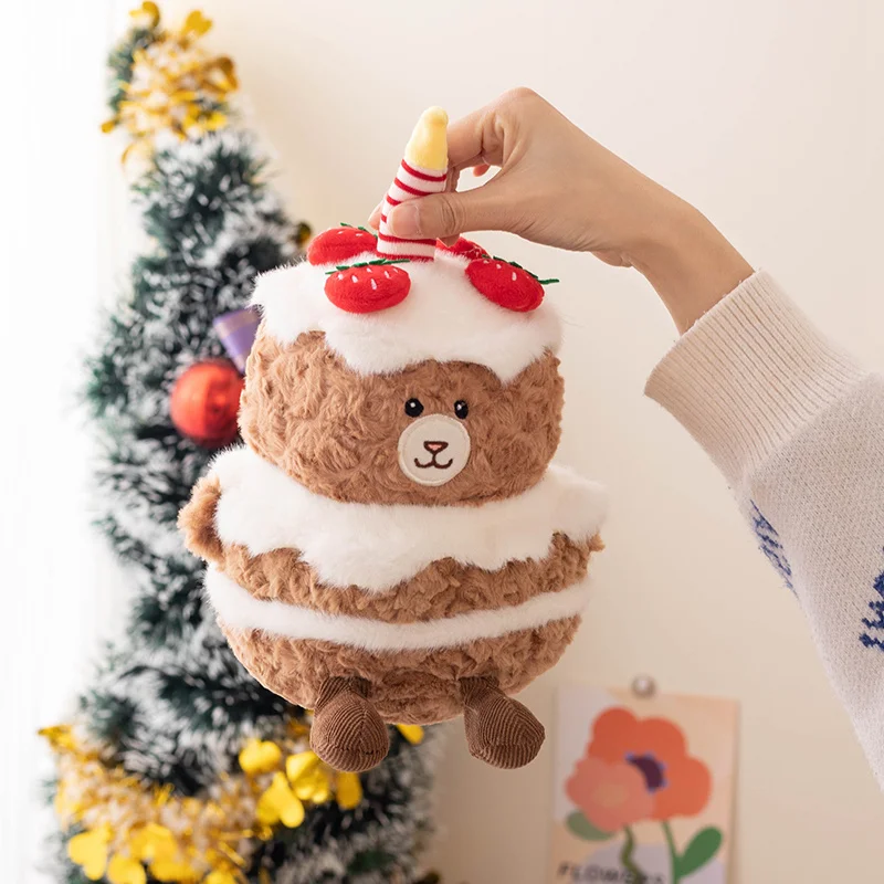 Creative Snowman Bear Plushies Doll Cute Stuffed Food Sweet Fruit Cake Soft Kids Toys Home Party Decor for Girls Boys Xmas Gifts