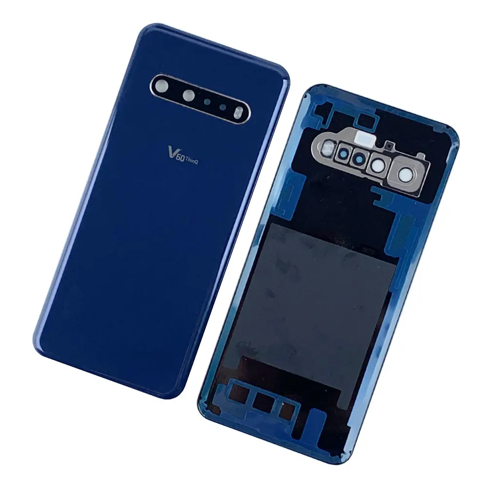 LG V60 ThinQ 5G용 유리 배터리 커버 후면 하우징 백 커버 배터리 도어 케이스 + 카메라 렌즈