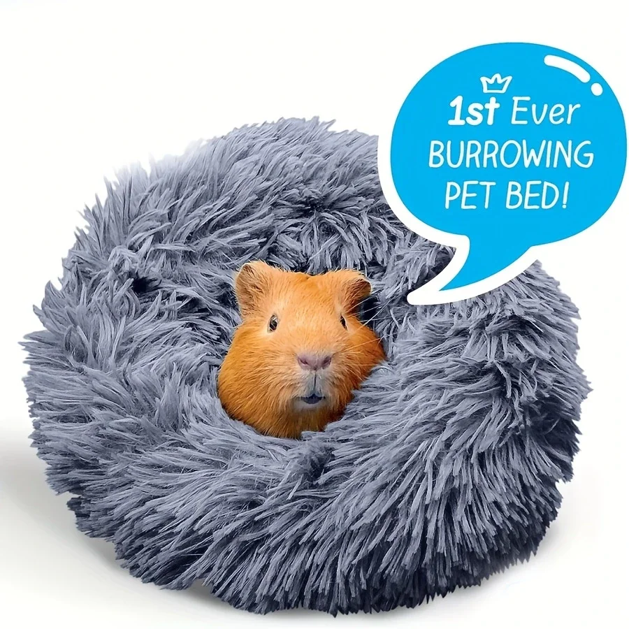 1pc dark gray plush warm small pet nest for big hamsters cozy winter hideaway with anti slip bottom soft polyester material round shape   guinea   other small animals hamster bedding accessory hamster hideout details 0