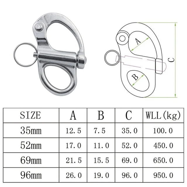 Stainless Steel Quick Release Fixed Bail Snap Shackle