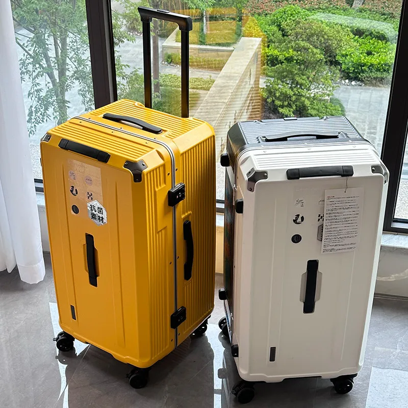 

New Large Capacity Suitcase Aluminum Frame Luggage 24" 28" Ultra-light Rolling Travel Bags Male Five Wheels Brake Female Trolley