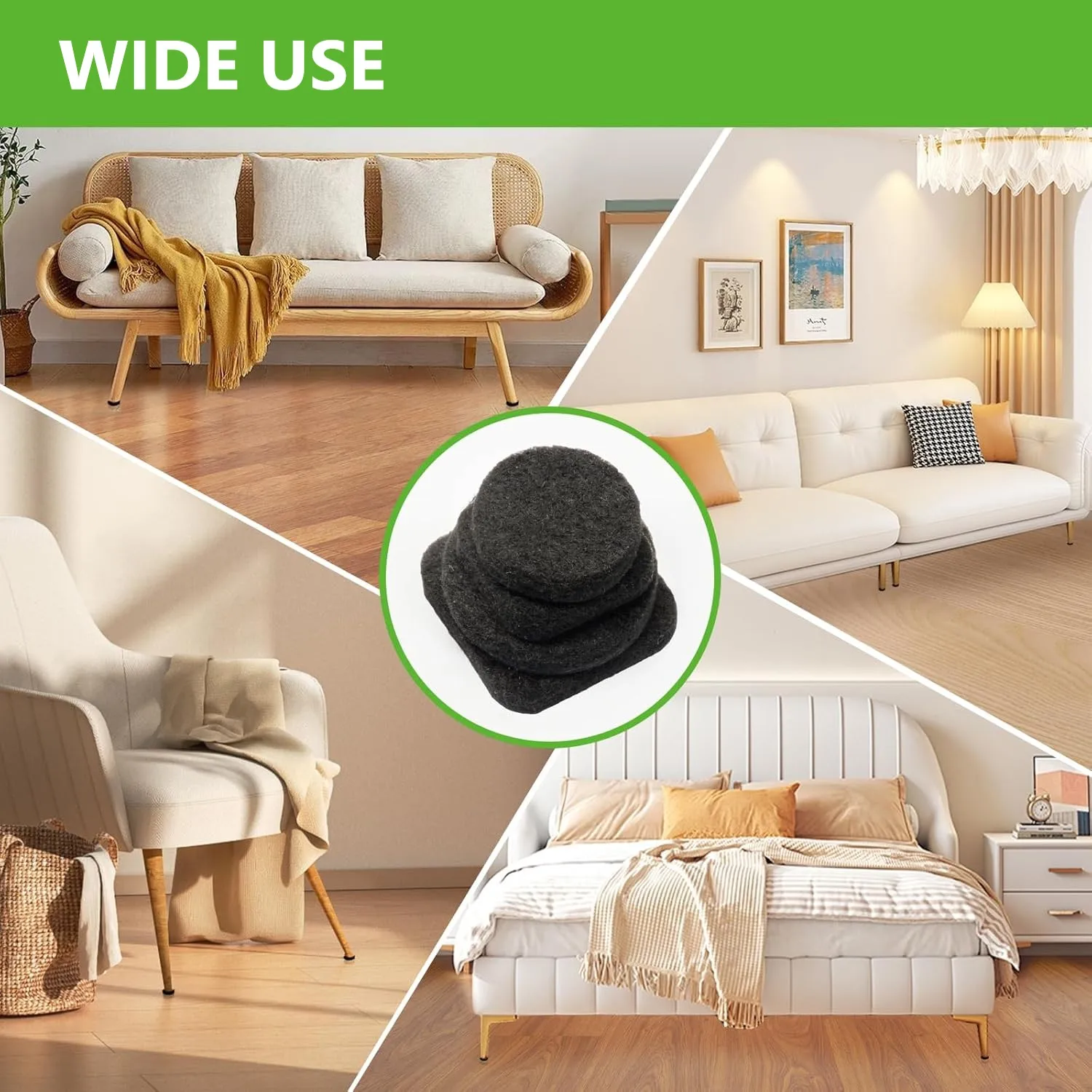 Premium Felt Chair Leg Pads - Self-Adhesive Floor Protectors