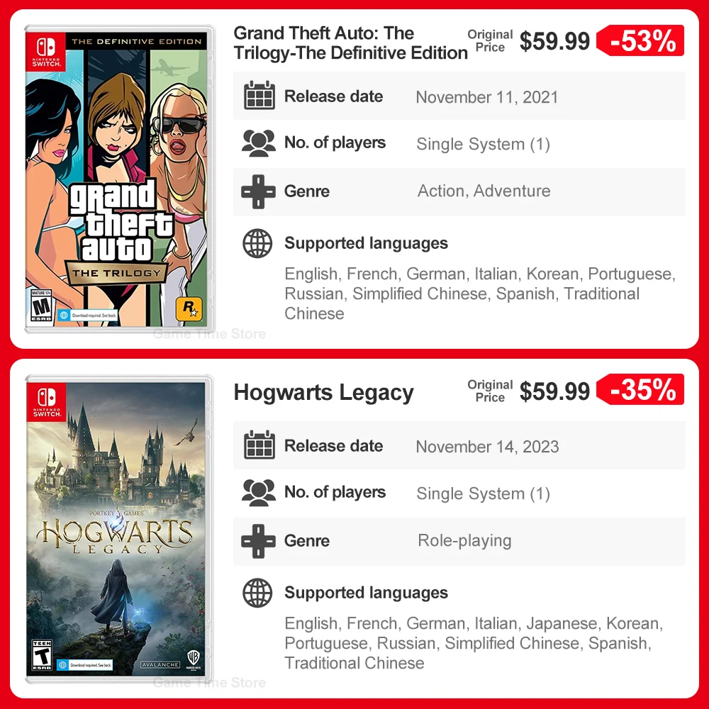 Juegos Giochi Nintendo Switch Ofertas Metroid Dread Astral Chain GTA Grand Theft Auto Hogwarts Legacy Xenoblade 3 Prince Persia 4
