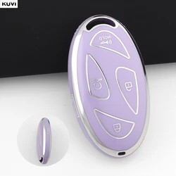 Premium 5 - Button TPU Car Smart Key Protector Cover (5 BTN Purple)