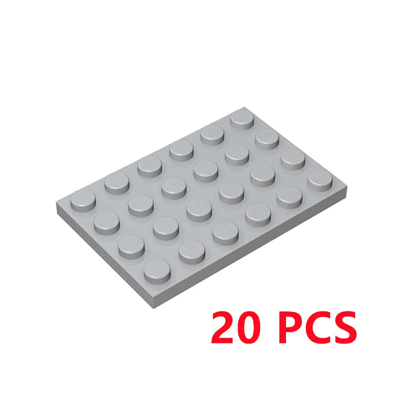 20 Pcs Set of 4x6 Plate Building Blocks for Creative DIY Modular Collections