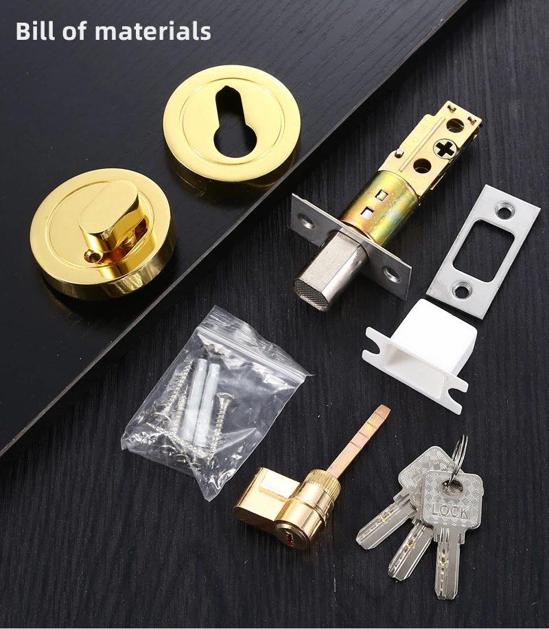 Zinc alloy double-sided invisible door lock with body key Secret bathroom balcony silent door lock barn door lock