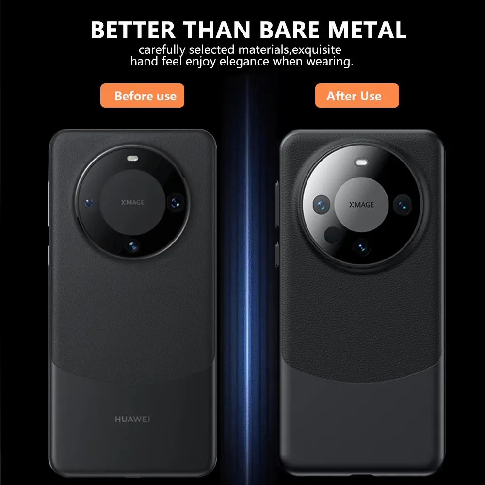 Genuine Leather Phone Case for Huawei Mate 60 Pro Plus Mate60 Luxury 100% Cowhide Skin Panda Armor Cover Splicing Color Fundas