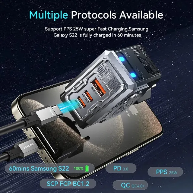 WEKOME-Robot cargador rápido GaN tipo C, carga rápida QC4.0 PD3.0 PPS, Cargador USB rápido para iPhone, Samsung, Xiaomi, tabletas, Macbook, 67W - Image 3