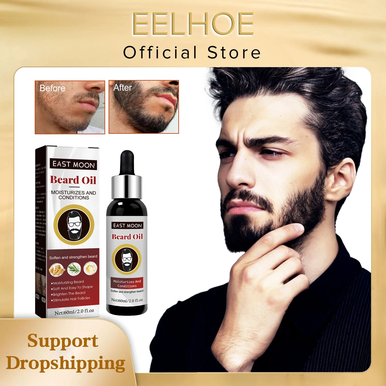 BeardGrowthOilNourishEnhanceThickerImproveFrizzThinningAnti