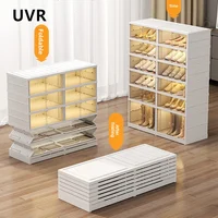 Полка для обуви UVR, домашний дверной проем, многослойный шкаф для обуви, складная полка для закусок, органайзер, прозрачная коробка для хранения обуви, мебель — изображение 2