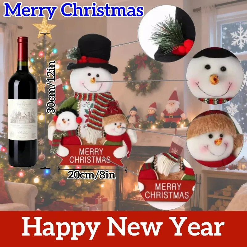 2025 New 12-inch Plush Snowman Decor - Soft Tabletop Winter Decoration for Office/Home, Festive Christmas Centerpiece with